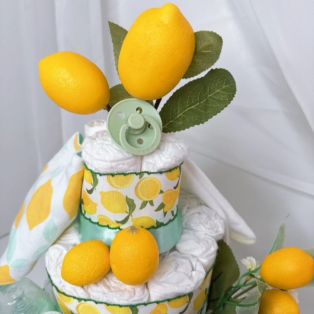 Lemon-Themed Diaper Cake, Baby Shower Gift